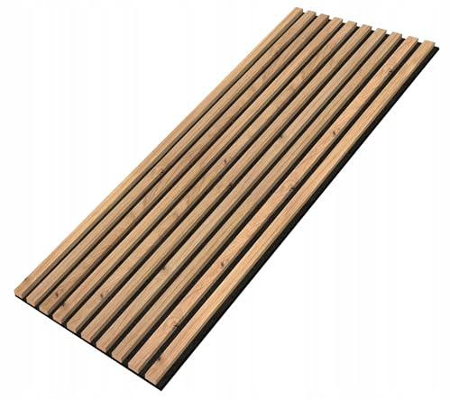 EmsCraft24 Akustikpaneele 1,228m² - 275cm x 46cm x 1.8cm - | Akustikpaneel | Lamellenverkleidung | Wandverkleidung | Akustikfilz | Wandpaneele auf filz (028 - Eiche Artisan)