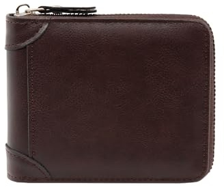 LJCZKA Portafoglio Uomo con Cerniera Portafoglio Uomo Pelle Zip Protezione RFID Bifold Grande Capacità Portamonete con 8 Slot Carte e Tasca per Monete (Caffè)