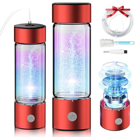 LOZLTX 5.0 Upgrade Hydrogen Water Bottle with Brush【5000PPB】【NO.1 Double Hydrogen Content】Hydro Water Bottle RED