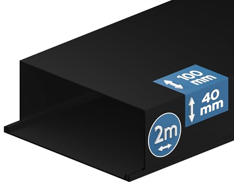 EDO Kabelkanal 100x40 mm Dunkelanthrazit-2 m mit Klappdeckel Schraubmontage | Kabelschacht, Aufputz-Kabelabdeckung für Wand, Fernseher und Büro – Kabel-Organizer für Innenbereich, Werkstatt und Garage