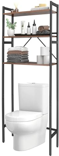 H JINHUI Étagère au-dessus des toilettes, 3 niveaux, en métal, peu encombrante, étagère multifonctionnelle pour toilettes, étagère au-dessus de la machine à laver, 64 × 24 × 165 cm