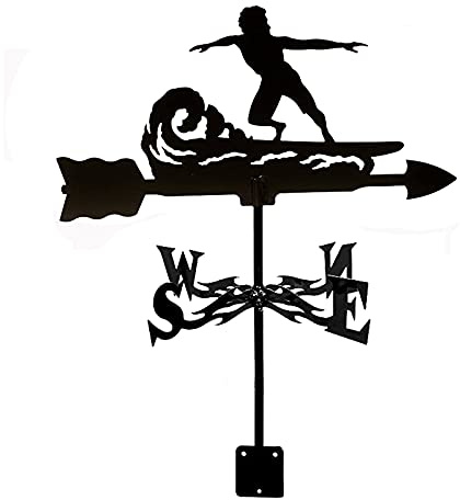 Weather Vane,Weather Vanes Wind Direction Indicator Stainless Steel Measuring Tools Weathercock for Outdoor Gardens Iron Art Houses Patio Lawns Decor Craft-Surfing Wave Surfer