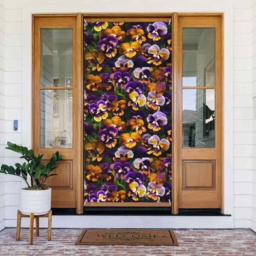 Pansy Perfection Print Door Cover Banner, Reusable Holiday Decor For Halloween, Christmas, Parties