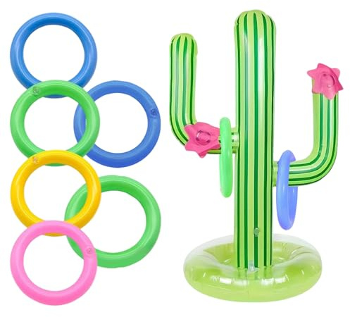 7Pcs Inflatable Cactus Ring Toss Game Set, Inflatable Cactus with 6 Rings