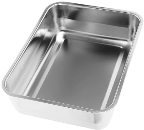 VICASKY Stainless Steel Baking Pan Roasting Rectangular Tray for Seafood Serving Extra Steel Pan for Kitchen Use