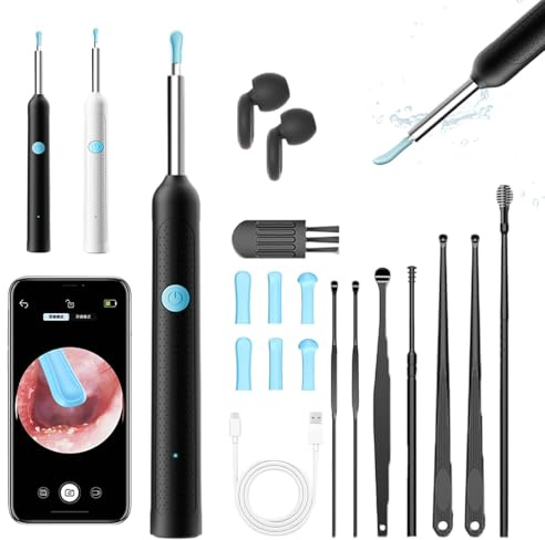 Kit per la rimozione del cerume, con fotocamera endoscopica, dispositivo di pulizia preciso e sicuro, set professionale per la pulizia delle orecchie, con spazzola per la pulizia e scatola