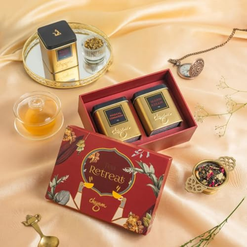 TENLITE Tea Retreat Luxury Set – Loose Leaf Herbal Collection in Elegant Box – Present for Birthday, Christmas, Anniversary, Mother’s Day - (Warm Assam (50G) + Magical Cinnamon (50G))