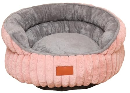Mateju Hundebett Flauschig Donut, Runden Plüsch Haustierbett Katzenbett Flauschig Weiche Warme Hundekissen mit rutschfest Unterseite Katzenkissen für Mittelgroße Kleine (Rosa,60cm)