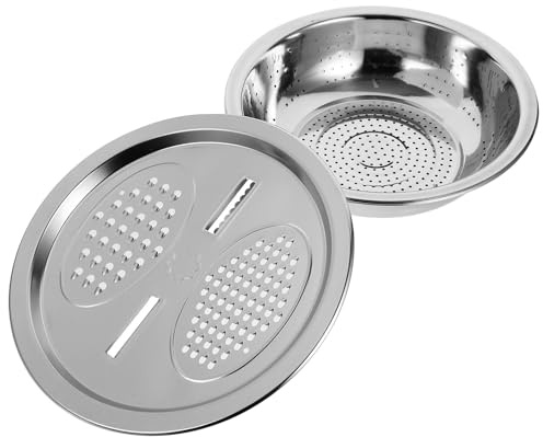 SEWACC Rallador de Acero Inoxidable Multifunción Cesta Escurridora para Verduras Cuenco de Metal para Cocina Rallador Contenedor para Lavabo para Rallar y Drenar