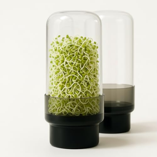 Design Sprossenglas 750ml - 2er-SET Sprossen Anzuchtset-Keimglas für Sprossen aus Glas mit Edelstahldeckel/Sieb, Anzuchtset inkl. Spülbürste. (Sprossenglas 2er Set, 2.0, stück)
