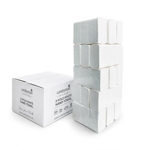3000 x Z‑Fold Paper Hand Towels – White 2‑Ply Paper Towels, 23cm x 23cm – High Absorbency, Soft Hygienic Disposable Paper Towel for Washrooms, Kitchens, and Commercial and Home Use
