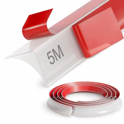 5M Winkelleiste Selbstklebend – 15x15 mm Arbeitsplatte Abschlussleiste | Flexible Silikon Wandabschlussleiste, wasserdicht für Küchenarbeitsplatte, Bad, Küche und Wohnzimmer, Weiß