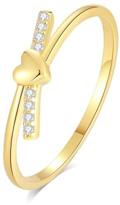 Tolldek Hochzeitsring Au 375/585/750 Gelbgold, Herz Freundschaftsringe mit Diamant Echt Gold Schmuck, Diamantring Gold 9K/14K/18K, Gr.47-65