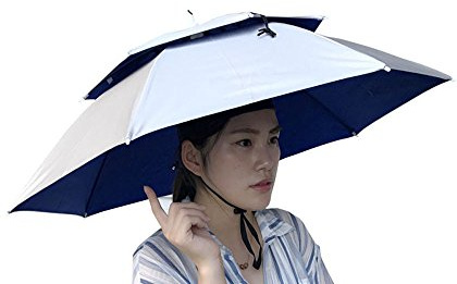 Générique Chapeau Parapluie, Chapeau Parasol de Tete, Adulte Ombrelle de Tête, Parapluie de Tete Pliable pour La Pêche, Le Jardinage, Le Golf, Le Plein Air