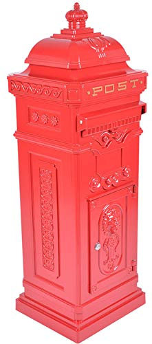 Post Box/Mail Box Freestanding Cast Aluminium Letter Box in Red