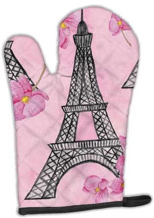 Caroline 's Treasures bb7511ovmt Watercolor Pink Blumen und Eiffelturm verziert Ofenhandschuh, 30,5 x 21,6 cm Multicolor
