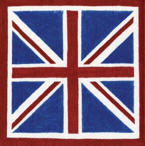 Caspari – 20 3-lagige Papierservietten mit Union-Jack-Motiv, 33 x 33 cm