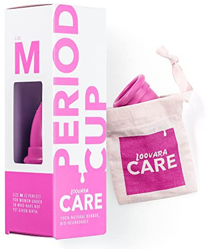 Loovara Coppetta Menstruale Taglia M in 100% Gomma Naturale - Vegana, senza silicone, senza sbiancanti, durata fino a 10 anni