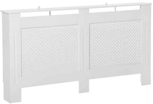 HOMCOM Copritermosifone in Legno MDF, Copertura per Termosifone Moderna con Ripiano Superiore Verniciato Bianco, 151.5x82x19 cm