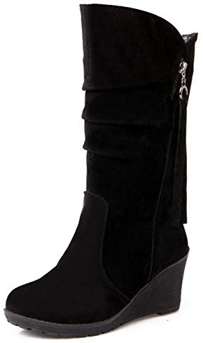 Cocey Casual Bottes pour Femmes Bottes à Talons mi-hauts avec Talons Compensés