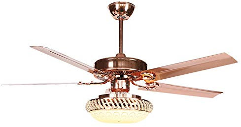 MMD Ceiling Fan With LED Light Remote Control Modern Noiseless Rose Gold (Size : 52 inches)