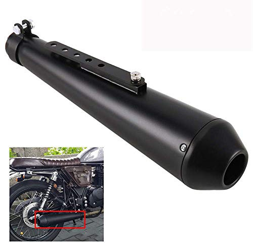 CONRAL Endschalldämpfer Slip on Auspuff für Motorrad, Edelstahl Auspuffrohr Motorrad, inkl. 3 Reduzierhülsen (35mm, 39mm, 43mm),Black