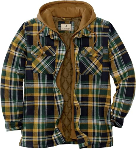 Legendary Whitetails Maplewood - Chaqueta tipo camisa con capucha para hombre, Field Tract a cuadros, Large