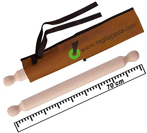 Mattarello in Legno di Faggio con Custodia in Cotone Ecologico | Lunghezza 70 CM e Diametro 4.2 CM | Mattarello Stendi Pasta Fresca | Qualità Tagliapasta.com | Made in Italy