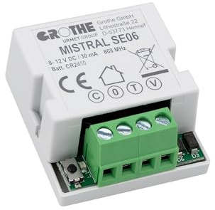 Grothe Funkklingel Weiterleitung Funk Erweiterung Funkkonverter Funkmodul MISTRAL SE06 150m Reichweite, Unterputz Einbau für verdrahtete Klingelanlagen (kompatibel mit MISTRAL, ECHO, CALIMA & POLO)