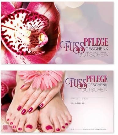 GESCHENKGUTSCHEINcom by POS-HAUER. 100 Gutscheine, blanko zum selber Ausfüllen. Für Fußpflege Nagelpflege Nail-Design.