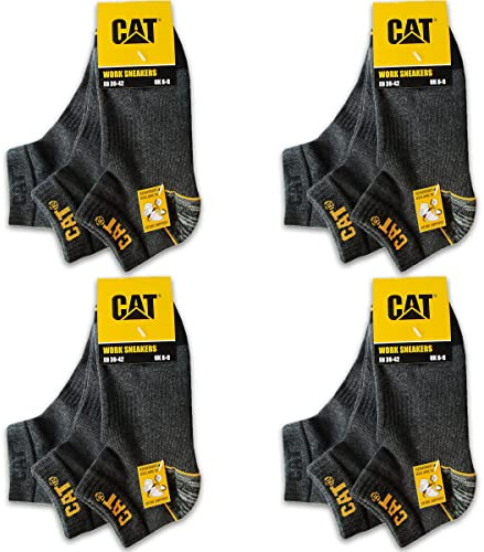 CAT Caterpillar 12 pares de zapatillas de trabajo WORK SNEAKERS de trabajo, calcetines en tallas 39-50, 12 Pairs Gris, 47-50