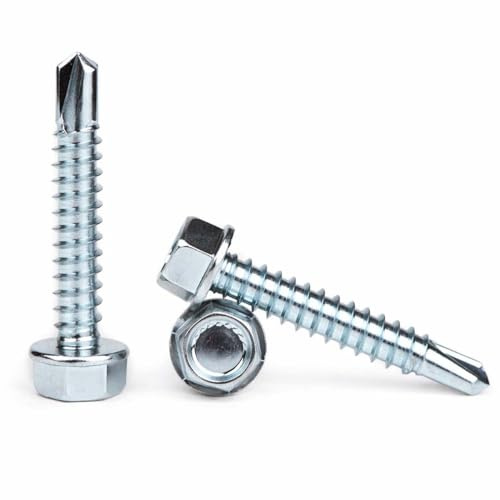 5.5mm x 32mm (Pack of 50) Self-Drilling Hex Head Screws with Hexagon Serrated Washers Head ISO15480 Zinc Plated Steel TEK Screw Metal to Metal Fixing - H02B 5.5mm_50