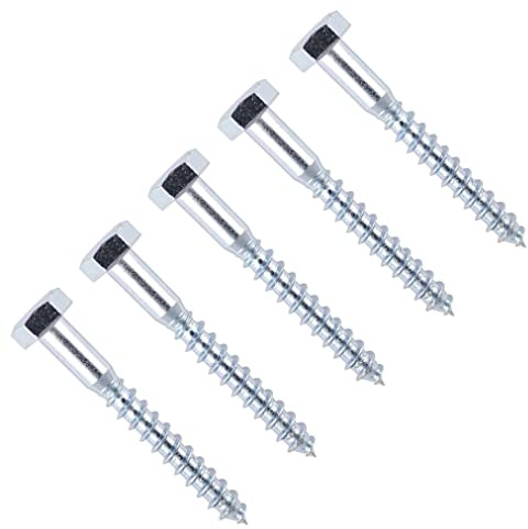 TERF® M10 X 90mm Coach Screws Hex Head M10 (10mm) X 90mm Wood Masonry Brick Concrete Wall Fixing Lag Screw Bolts for Aerial Satellite Dish TV Bracket Fence Shelves Mounting Decking - Pack of 10