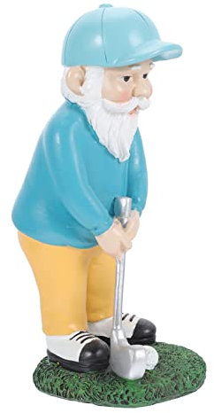 Amosfun Golf Dwarf Ornament Resin Statue for Garden Outdoor Decoration Miniature Figurine for Desktop Tabletop Display