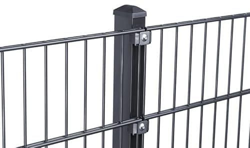 Doppelstabmattenzaun Set 868 Anthrazit| Stabmattenzaun | Mit VA Klemmhalter | Gartenzaun | Komplett Set | 83 cm-17.5