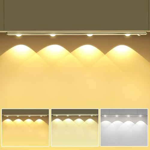 OUILA 44CM Unterbauleuchte Schrankbeleuchtung LED mit Bewegungsmelder | 1500mAh Dimmbar Schranklicht Küchenbeleuchtung Schrankleuchte Led Leiste für Kleiderschrank Schrank Treppe Nachtlicht