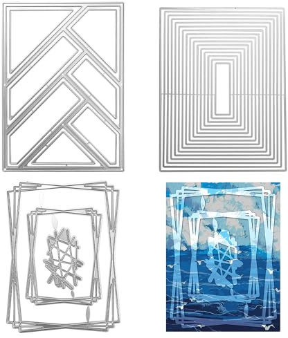 3 Stück Stanzschablonen,Rechteckig,einfachem überlappendem Rahmen,Gitterrahmen, 3D-Hintergründe, Rahmen,Metall-Stanzform für Scrapbooking, Neue Stanzformen, DIY-Alben, Kartenherstellung,Papierhandwerk