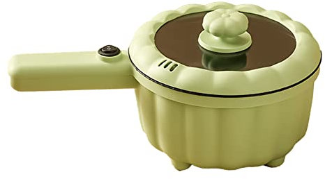 HOHXFYP Hot Pot Électrique, Mini Cuisinière Électrique Multifonctionnelle Antiadhésive de 2 L, Cuiseur de Nouilles Rapide, Mini Casserole Camping en Dortoir pour Pâtes, Steak, Omelette(Single-Vert)