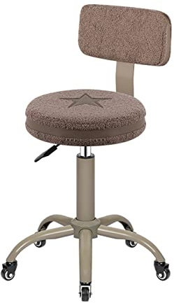 Drehbarer Rollhocker, Massagestuhl, 360 ° drehbarer Salon-Spa-Hocker mit Rückenstütze, verstellbarer hydraulischer Rollhocker, für Beauty Barber Tattoo Massage Drafting,Rosa (Braun Einheitsgröße)