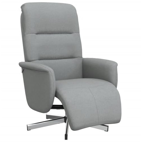 vidaXL Sillón Reclinable con Reposapiés, Silla con Respaldo Reposabrazos, Sillón de Relax Descanso TV, Asiento para Casa, Tela Gris Claro