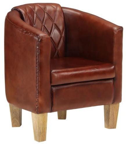 JUNZAI Clubsessel Braun Echtleder, Relaxsessel, Fernsehsessel, Kinosessel, Gaming Couch - 359638