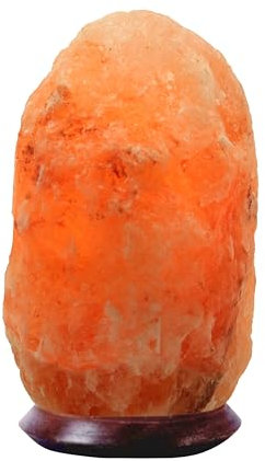 HAF® Rosa Salzlampe Naturform 2-3 kg aus echtem Natursalz | 100% natürliche Salzkristalllampe aus der Salt Range Pakistan | Nachttischlampe auf Holzsockel inkl. Lampenfassung + Glühbirne