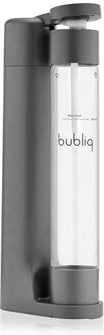 bubliq drink carbonator, Máquina para hacer agua con gas, con y botella de 1 l, diseño minimalista, color gris mate