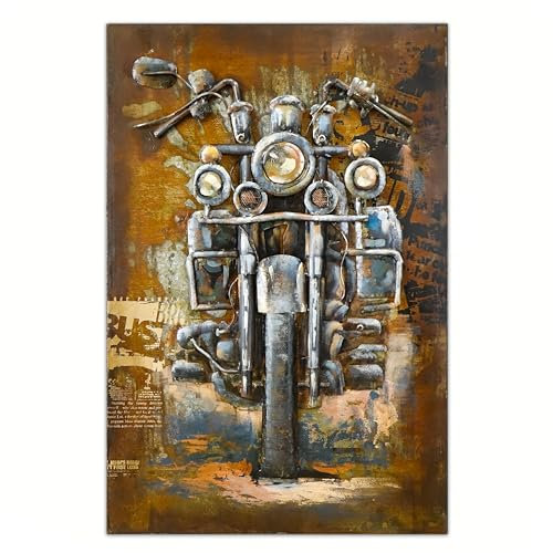 SEART 3d Metallbilder Handgemalt Bild für Autofan Motor Chopper Rost Industriell 80x120cm