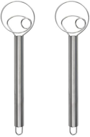 2 Stück 11 Zoll Dänischer Teigbesen, Dänischer Schneebesen aus Edelstahl, Rührbesen für Teig, Dänische Teig Schneebesen für Brot, Teig, Kuchen, Gebäck