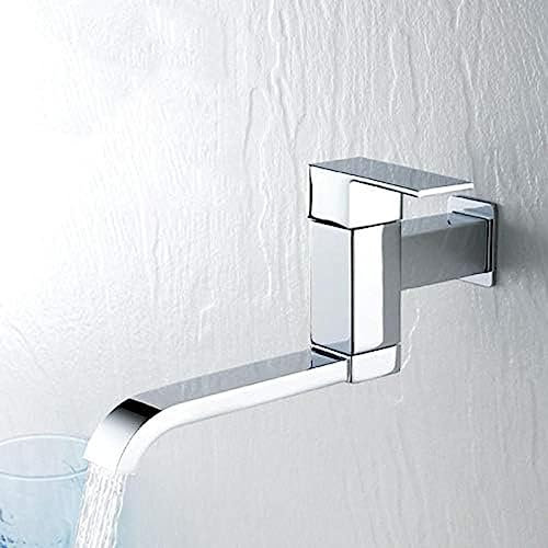 Chrom-Einzel-Kaltwasserhahn Compatible with Badezimmer, Einhebelmischer, Wandmontage, langer, schwenkbarer Auslauf,Tropfsicher