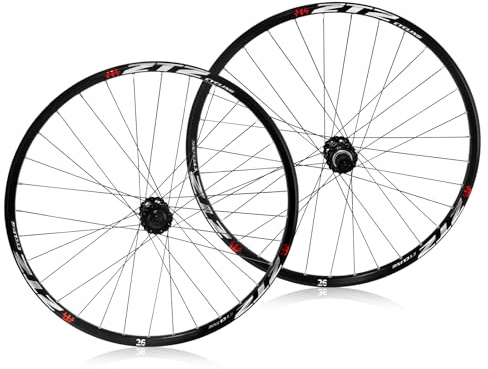 ZTZ 26/27.5/29 Mountain Bike Wheelset，Ultralight Aluminum Alloy Rim 32H High Strength Bike Wheels， Quick Release Disc Brake MTB Wheel Set， Compatible 7-12 Speed Cassette (Front+Rear Wheels, 26)