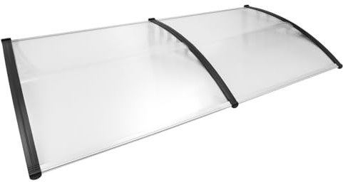 Front Door Canopy Outdoor Awning Porch Canopy For Rain, Hail, And Sunlight, Shielding 90x200cm (Clear + Black)