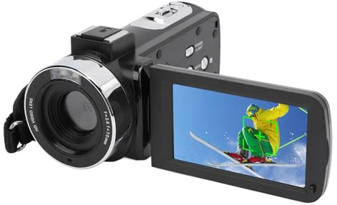 Sxhlseller Videocámara con Zoom Digital de 30MP y 18X con Luz de Relleno, Disparo con Temporizador, Disparo Automático, Cámara de Video 1080P, Pantalla de Rotación TFT de 3 Pulgadas, USB