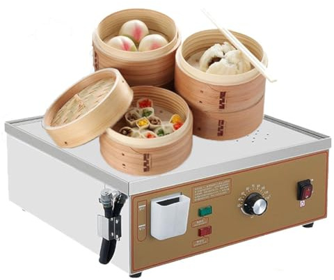 Machine à petits pains à la vapeur électrique, cuiseur à vapeur commercial pour petits pains, chauffe-plats électrique, plage de température de 30 à 110 ℃ pour magasin, buffet, restaurant, etc.,4Hole